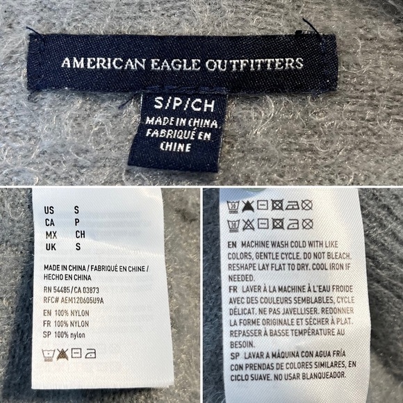 American Eagle Gray long Oversized Fuzzy Soft Cardigan with Pockets Size S - Picture 8 of 8